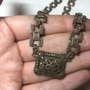 Antique Sterling Marcasite Art Deco Necklace